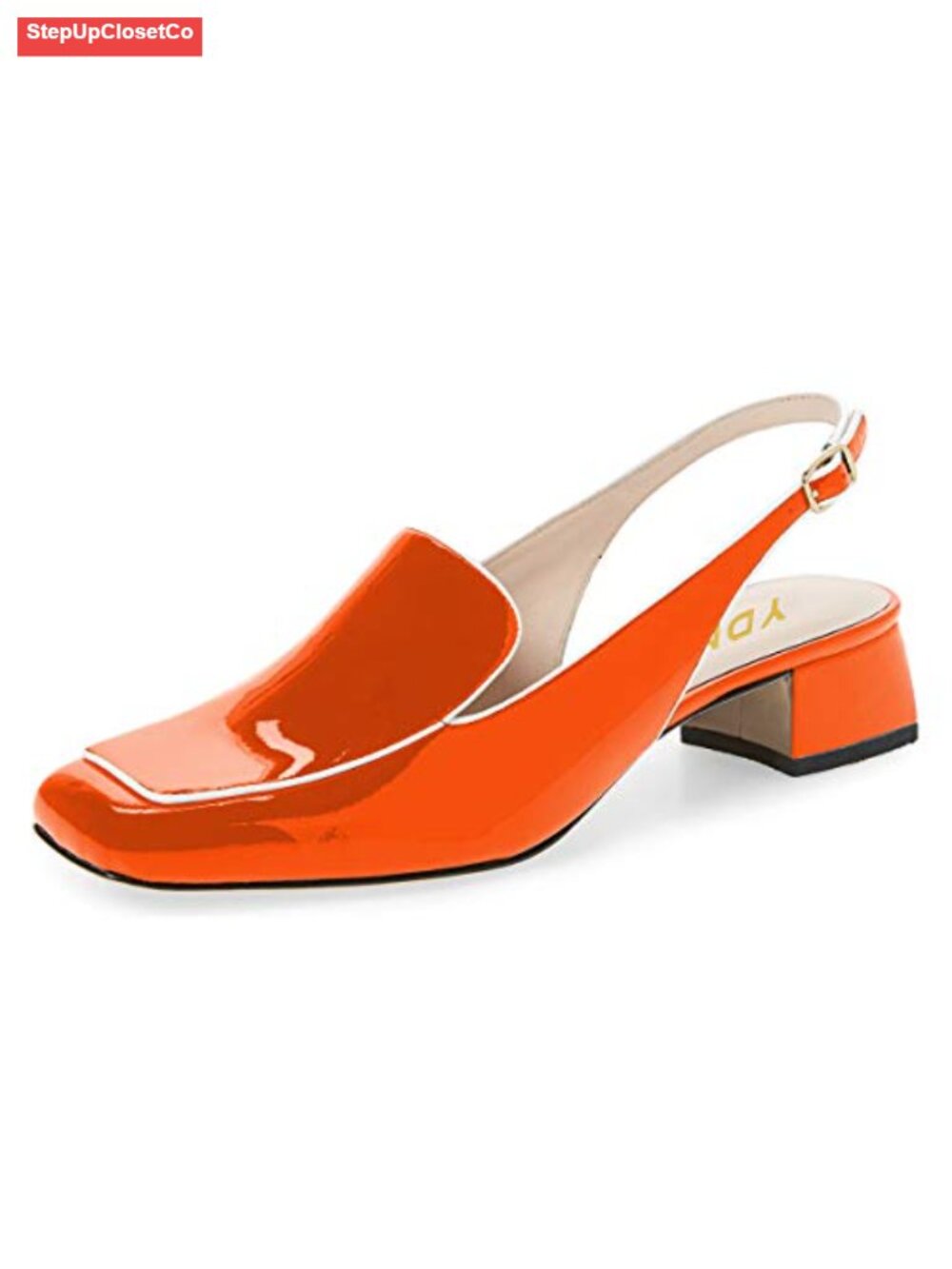 Women's Vegan Leather Slingback Low Block Heel Square Toe Loafers Office Pumps